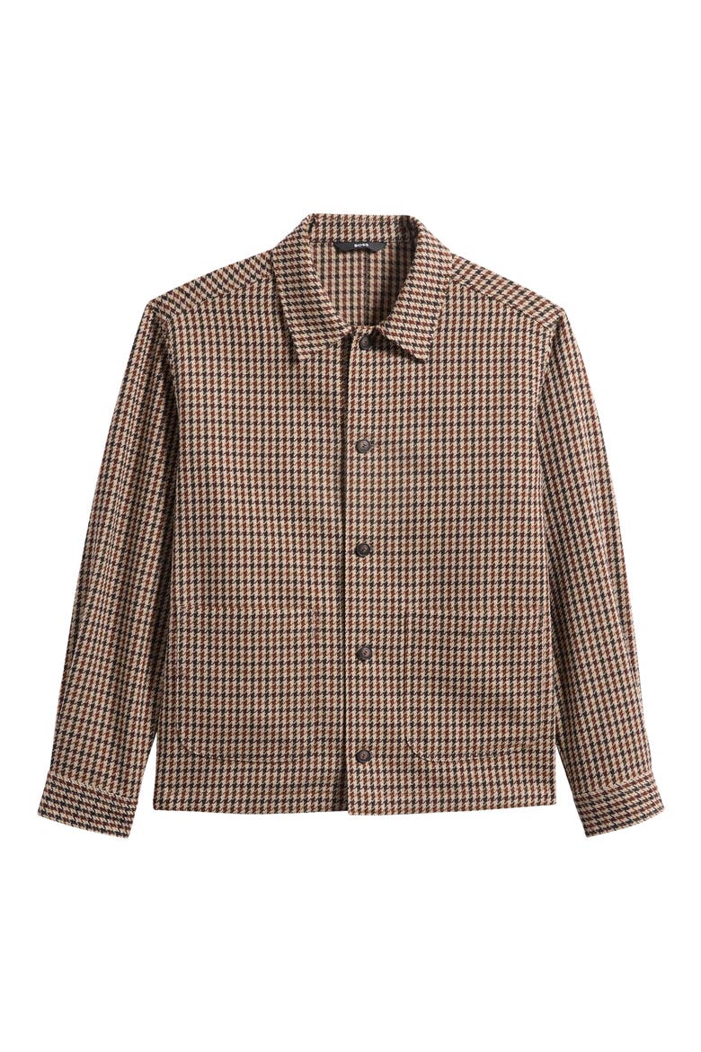 C-Carper Houndstooth Virgin Wool & Cotton Shirt Jacket, Alternate, color, OPEN BROWN