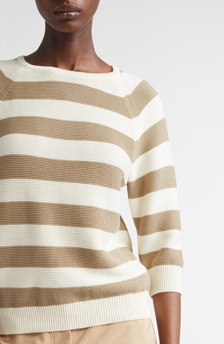 Max Mara Sante Stripe Cotton Sweater, Alternate, color,