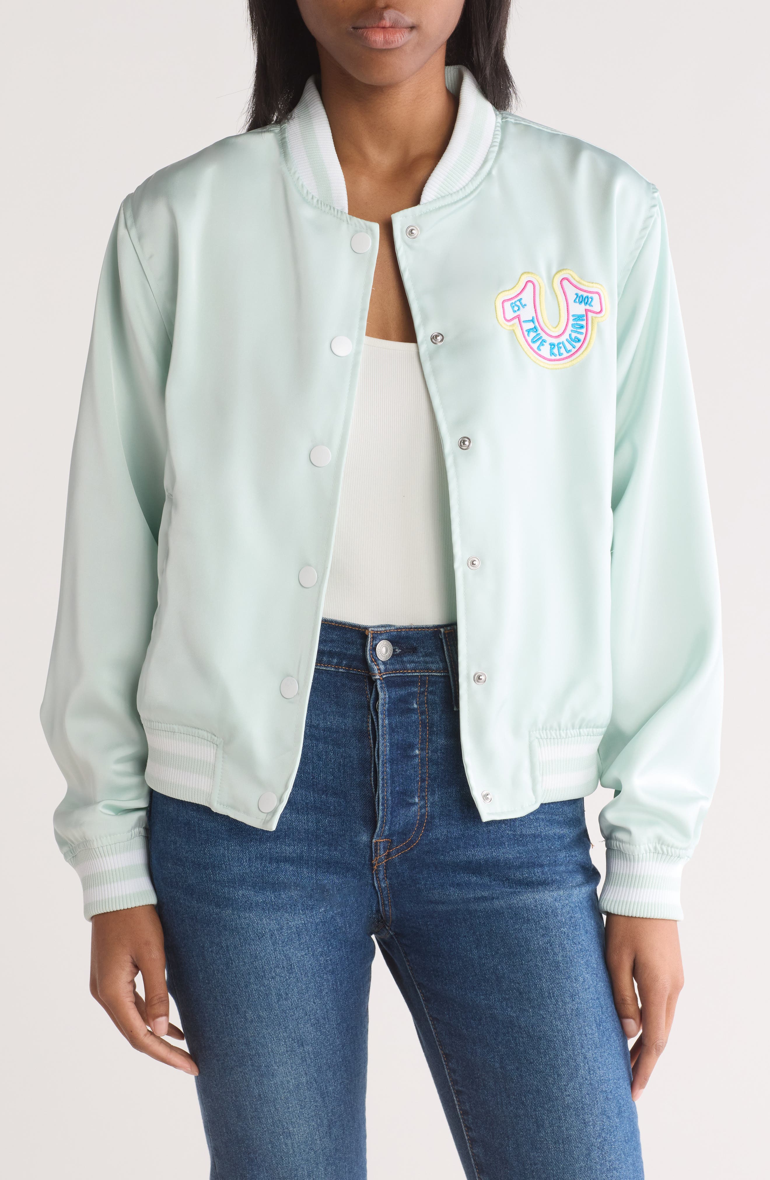True Religion Satin Varsity Jacket