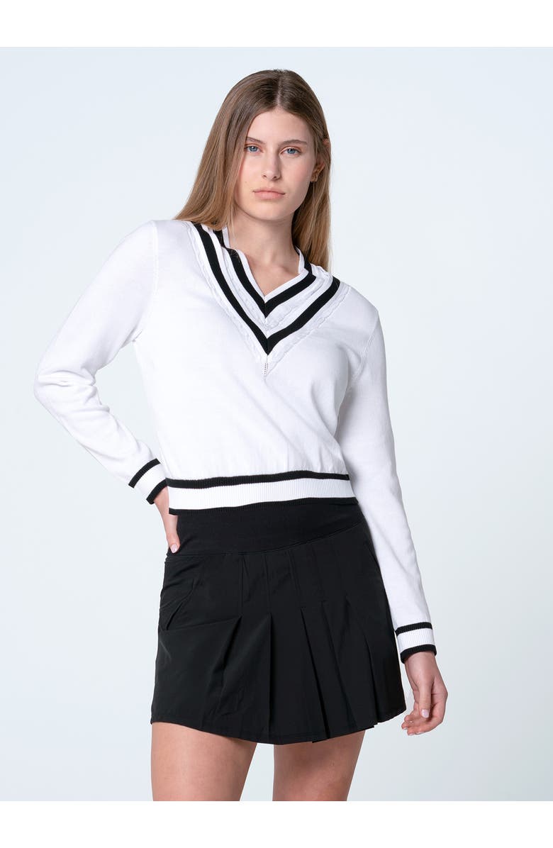 Lucky in Love Victory V-Neck Sweater, Main, color, White