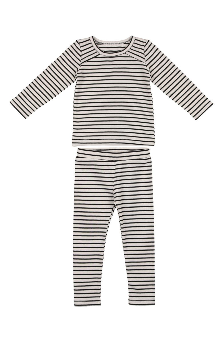 Manière Stripe Stretch Cotton T-Shirt & Pants Set, Main, color, Black