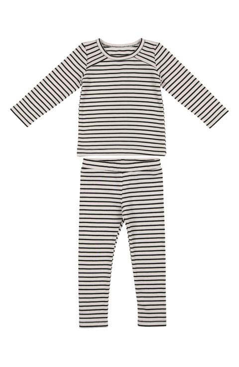 Stripe Stretch Cotton T-Shirt & Pants Set (Baby)