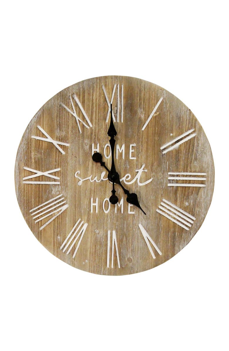 STRATTON HOME DECOR 23" Wood Dale Wall Clock, Main, color,
