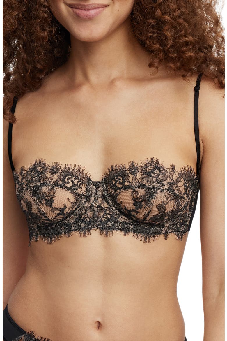 Entice Strapless Lace Underwire Bra, Alternate, color, BLACK/ NYLON