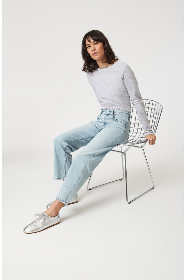 Savannah High Waist Crop Relaxed Straight Leg Jeans, Alternate, color, BLEACHED CLASSIC BLUE