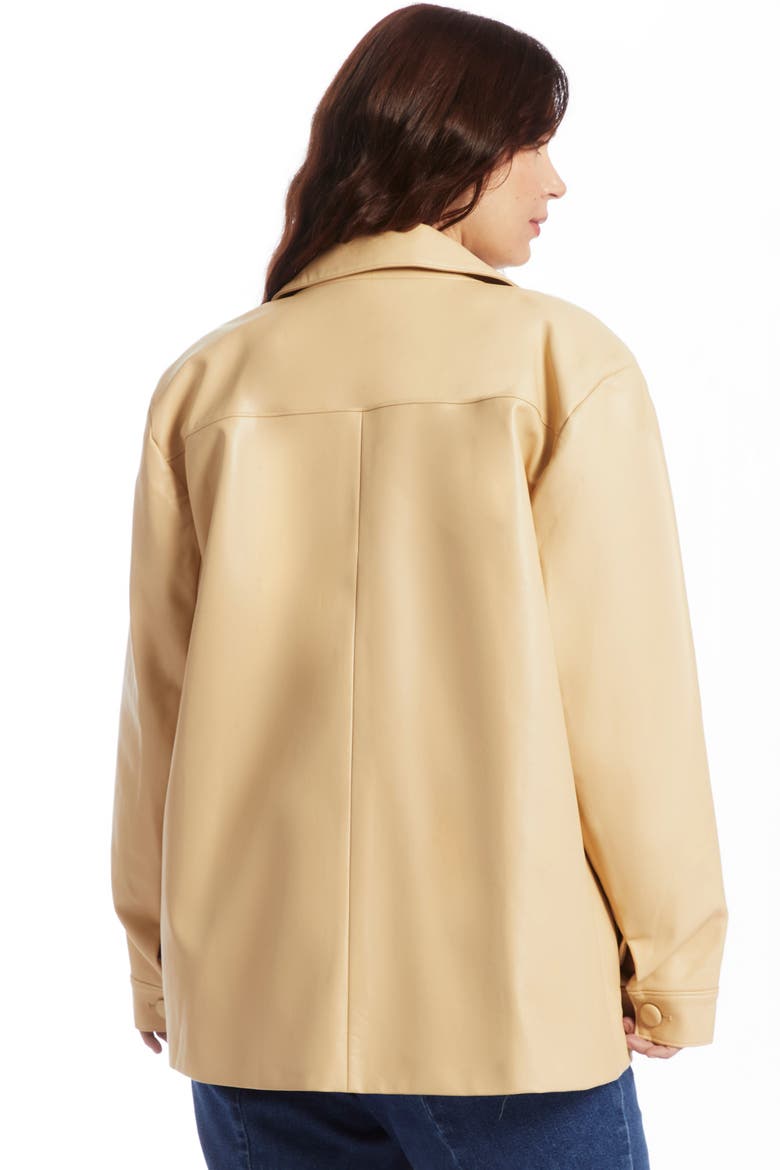 Relaxed Faux Leather Blazer, Alternate, color, PEBBLE