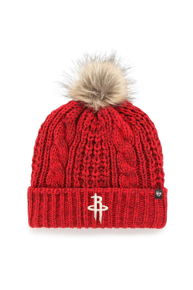 Women's '47 Red Houston Rockets Meeko Cuffed Knit Hat with Pom, Main, color, Red
