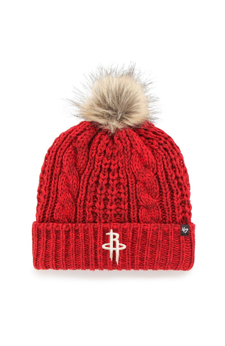 '47 Women's '47 Red Houston Rockets Meeko Cuffed Knit Hat with Pom, Main, color, Red