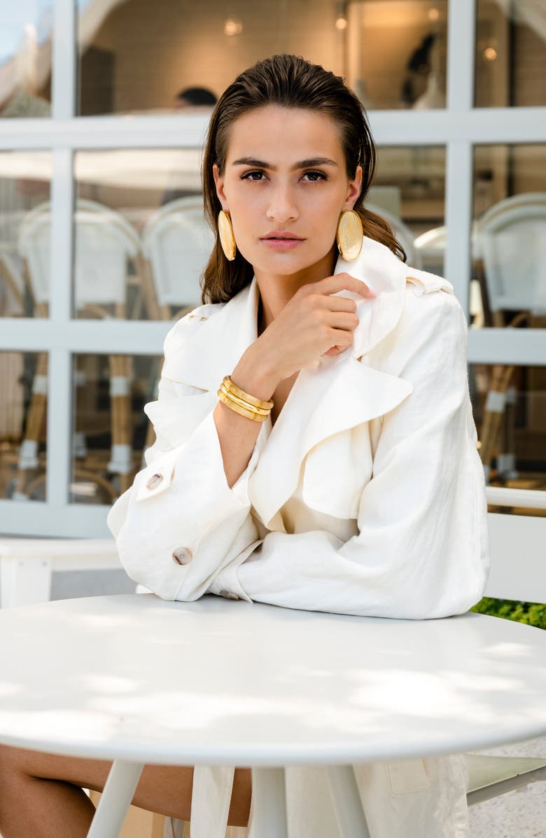 CHRISTINA CARUSO Bezel Set Shell Earrings, Alternate, color, 14K Gold