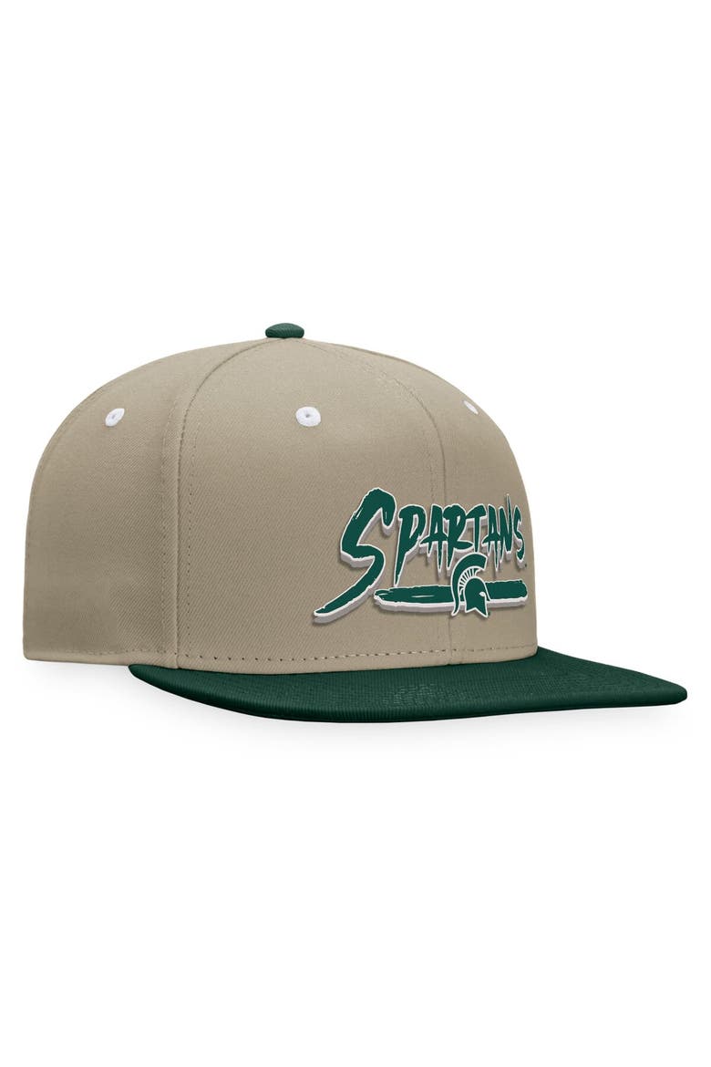 Men's Top of the World Khaki/Green Michigan State Spartans Land Snapback Hat, Alternate, color, Khaki