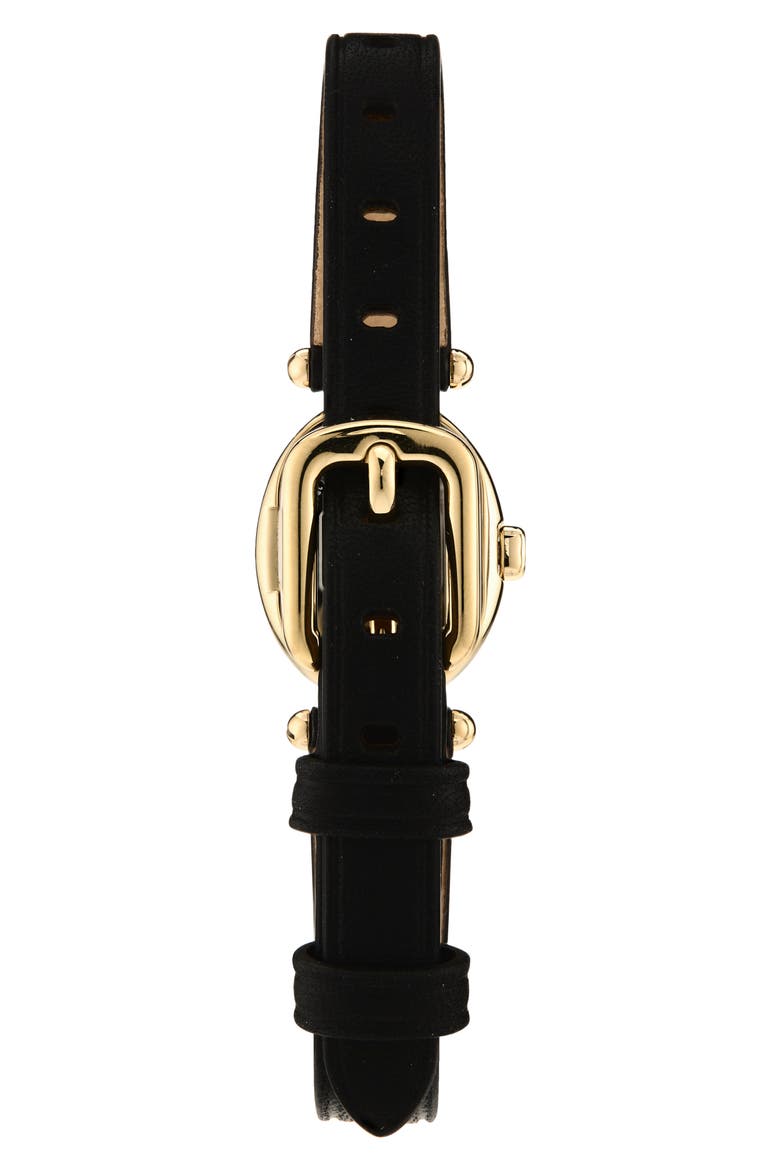 Sammy Crystal Dial Leather Strap Watch, 18mm, Alternate, color, BLACK