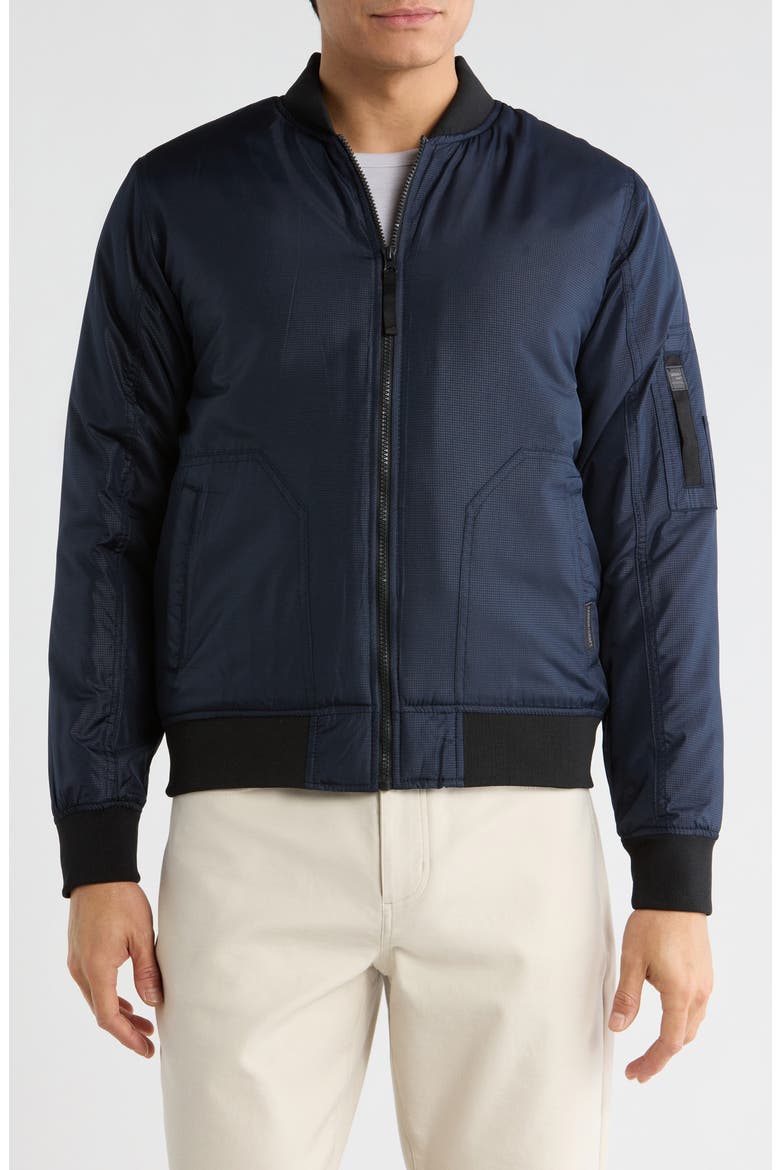 Padded Printed Bomber Jacket, Main, color, NAVY