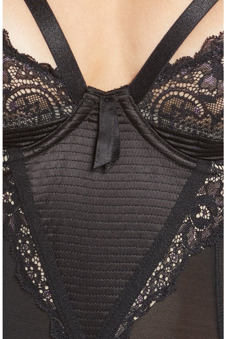 Madame X Underwire Bustier with Garter Straps, Alternate, color, BLACK