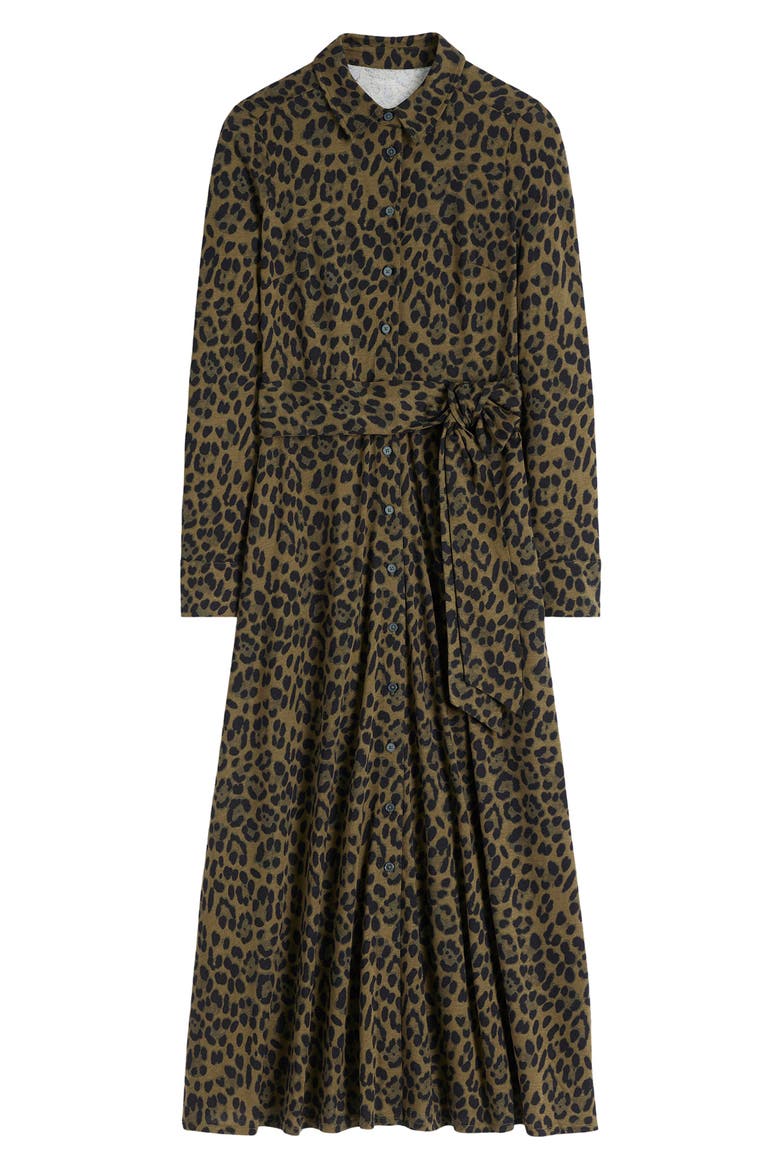 Marcia Leopard Print Long Sleeve Shirtdress, Alternate, color, MILITARY OLIVE BRUSHED ANIMAL