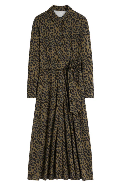 Boden Marcia Leopard Print Long Sleeve Shirtdress In Brown