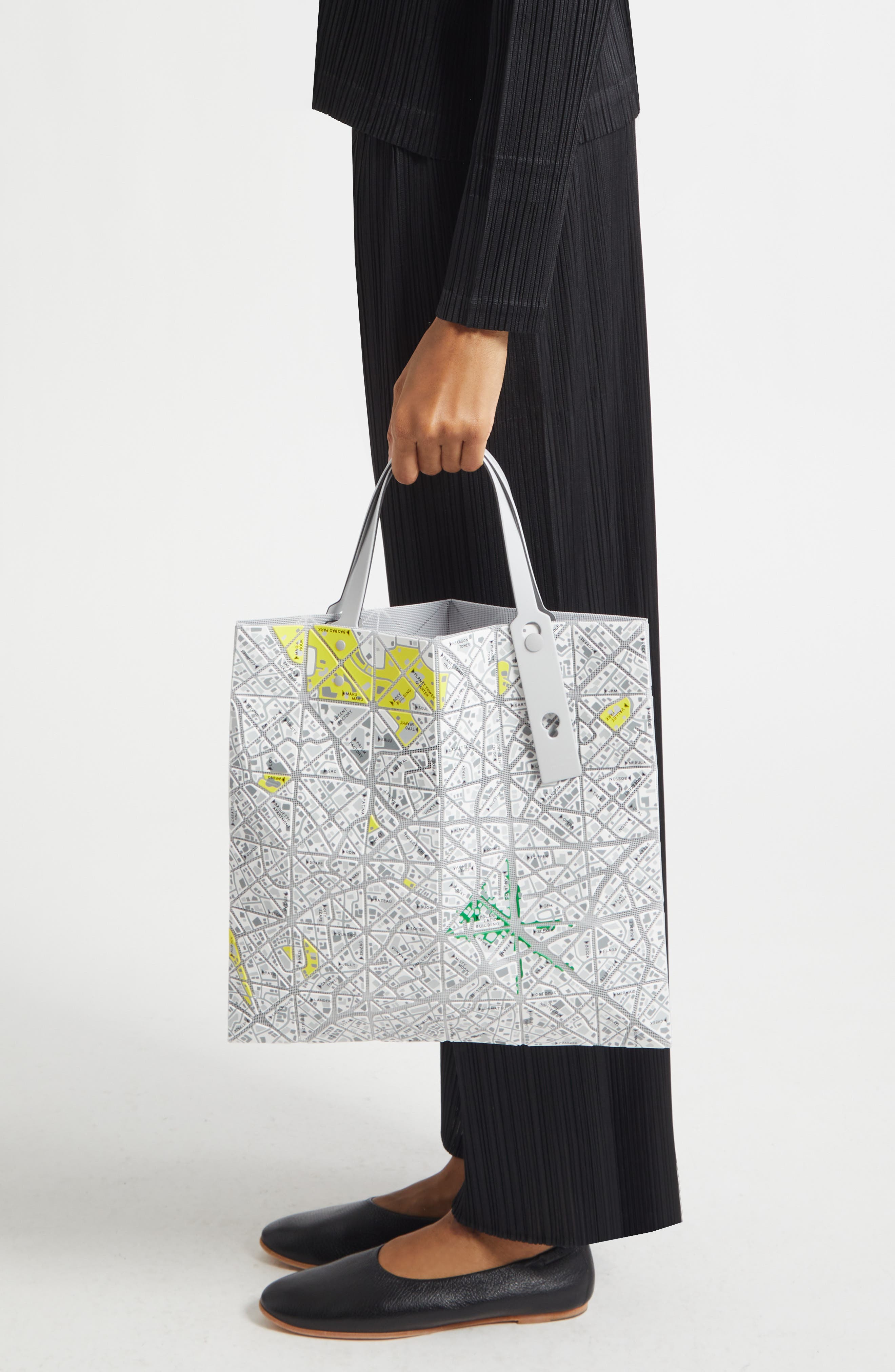 Bao Bao Issey Miyake Map Print Tote, Alternate, color, White