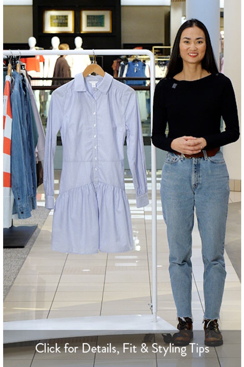 Stripe Long Sleeve Tiered Mini Shirtdress video