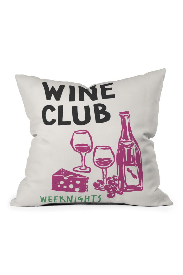 Club Print Throw Pillow, Main, color, WINE CLUB WHITE MULTI