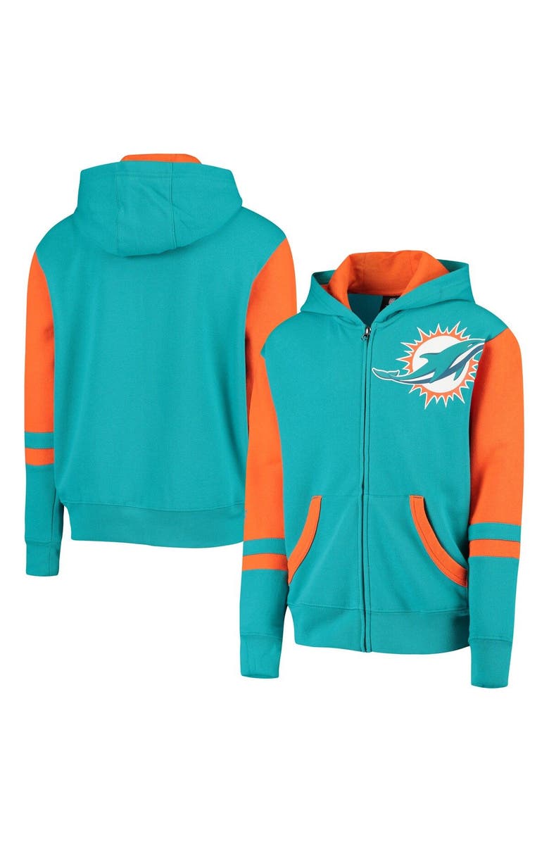 Outerstuff Youth Aqua Miami Dolphins Stadium Full-Zip Hoodie, Main, color,