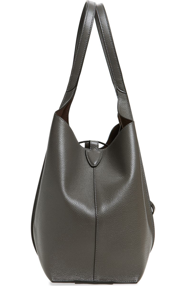 Tod's Small Logo Leather Shopper Tote, Alternate, color, Grigio Scuro