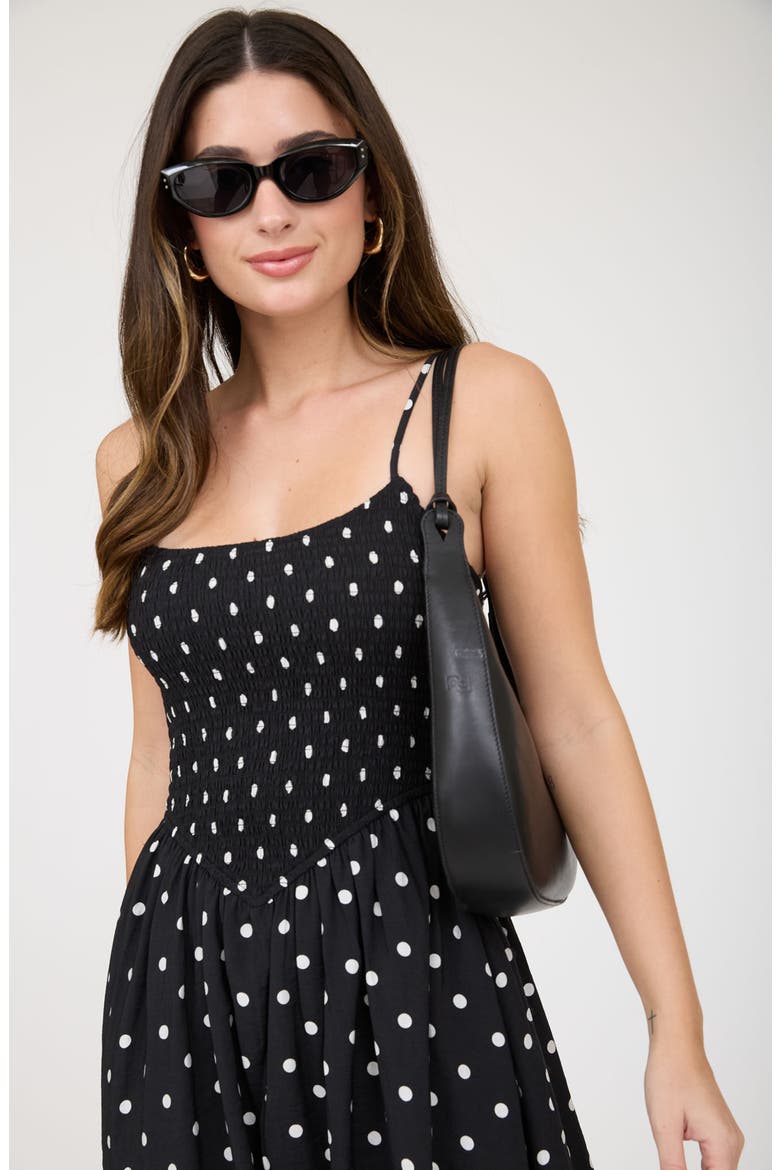 Polka Dot Midi Dress, Alternate, color, BLACK
