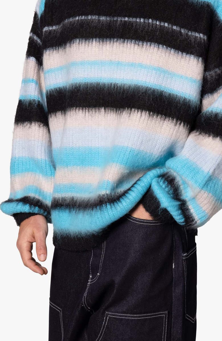 mnml Blue Water Palette Stripe Oversize Sweater, Alternate, color, Blue