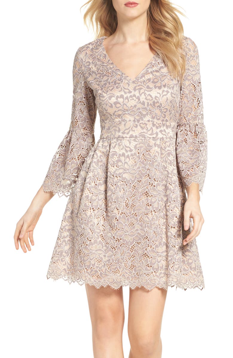 Eliza J Lace Fit & Flare Dress, Main, color, 