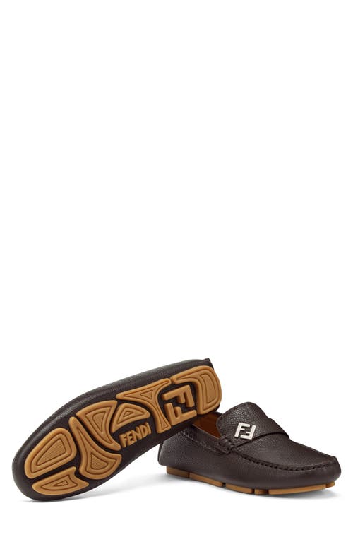 Fendi Ff-detail Leather Loafers In Brown