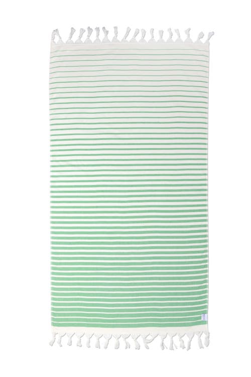Infusezen Gradient Striped Organic Turkish Towel With Soft Terry Cloth Back In Green