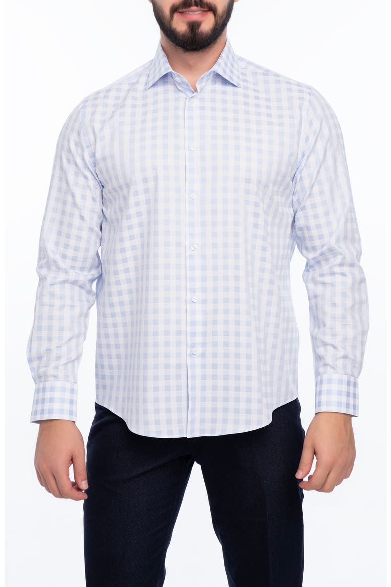 Check Cotton Slim Fit Button Down Shirt, Main, color, WHITE