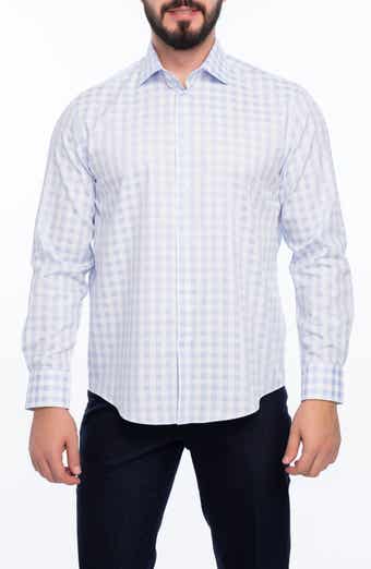 VELLAPAIS Check Cotton Slim Fit Button Down Shirt