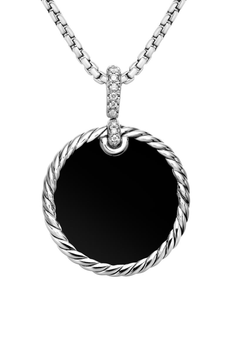 Elements Reversible Disc Pendant with Pavé Diamonds, Main, color, BLACK ONYX / SILVER