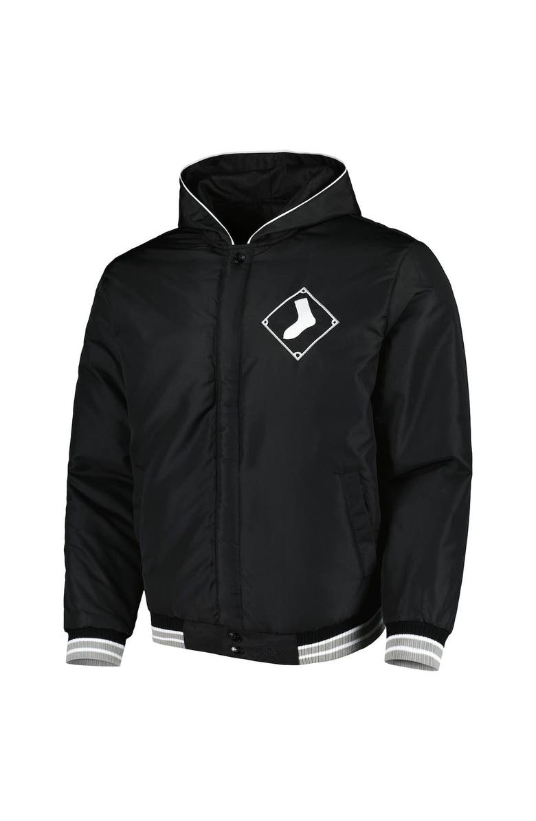 JH DESIGN Men's JH Design Black Chicago White Sox Reversible Fleece Full-Snap Hoodie Jacket, Alternate, color, Black