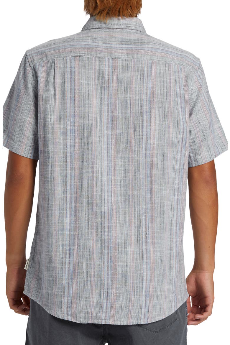 Pyke Stripe Short Sleeve Organic Cotton Button-Up Shirt, Alternate, color, BLUE FOG SPRAY SLUB