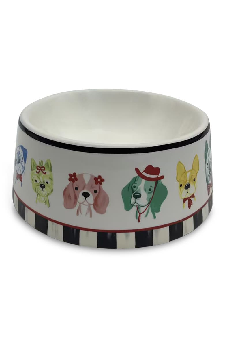 Courtly Check Ceramic Pet Dish, Main, color, BLACK