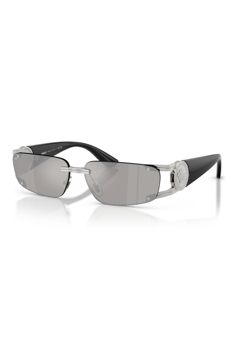 59mm Rectangular Sunglasses, Alternate, color, SILVER / GREY MIRROR SILVER