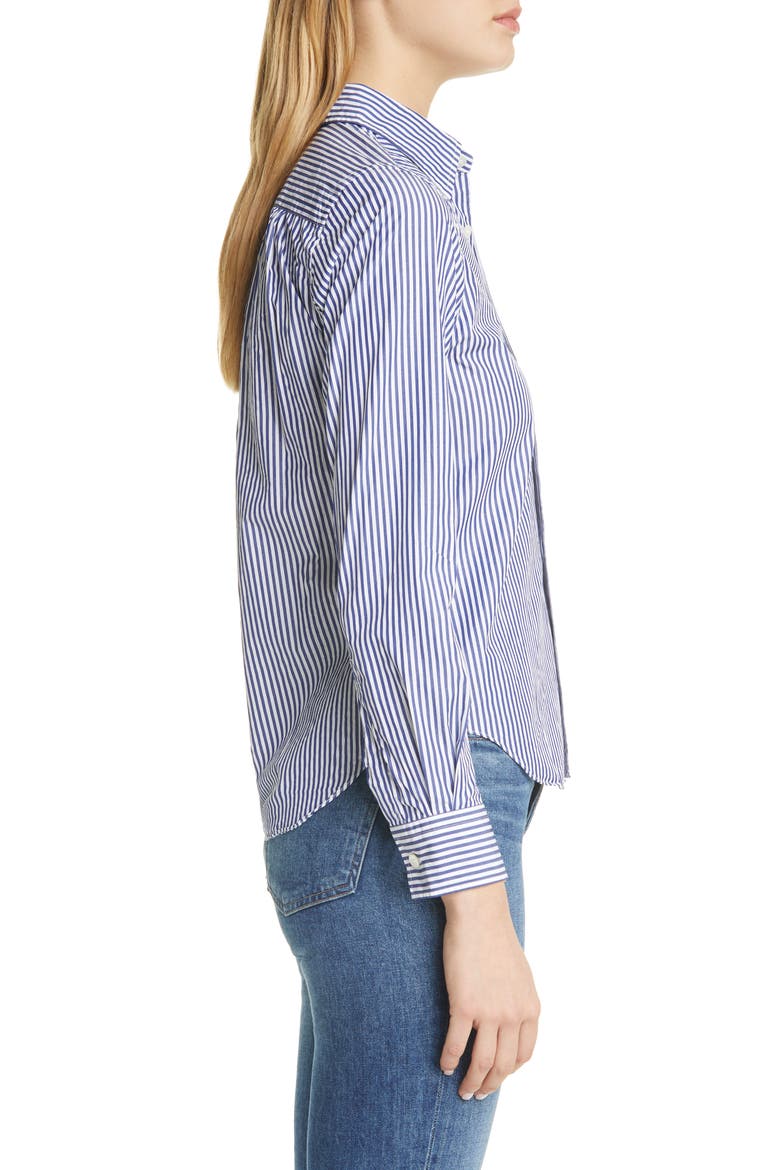 Black Heart Stripe Cotton Shirt, Alternate, color, BLUE