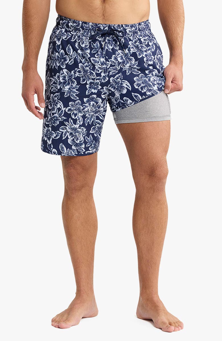 Fair Harbor The Anchor Swim Trunks, Alternate, color, Navy Botanical