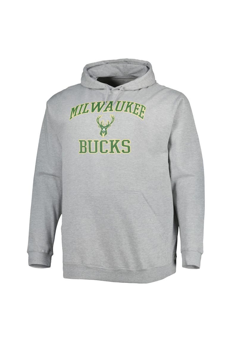 Men's Heathered Gray Milwaukee Bucks Big & Tall Heart & Soul Pullover Hoodie, Alternate, color, Heather Gray