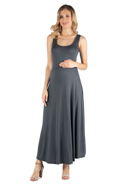 Maternity Slim fit A-Line Sleeveless Maxi Dress