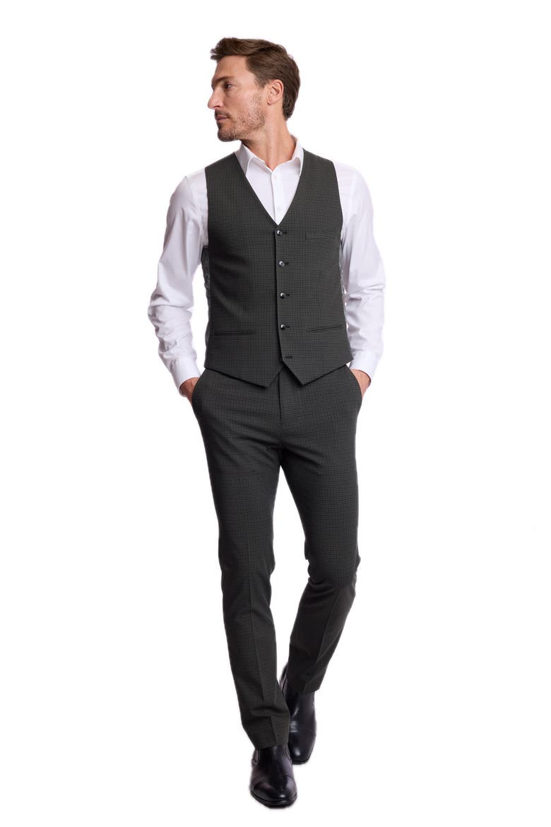 Downing Slim Fit Stretch Gingham Dress Pants, Alternate, color, GREEN NAVY BLACK GINGHAM