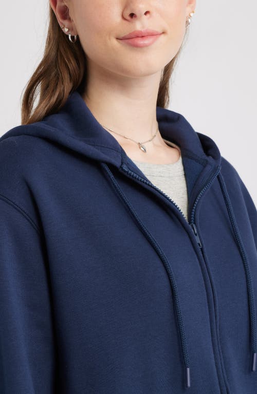 Bp. Relaxed Cotton Blend Zip Hoodie In Blue