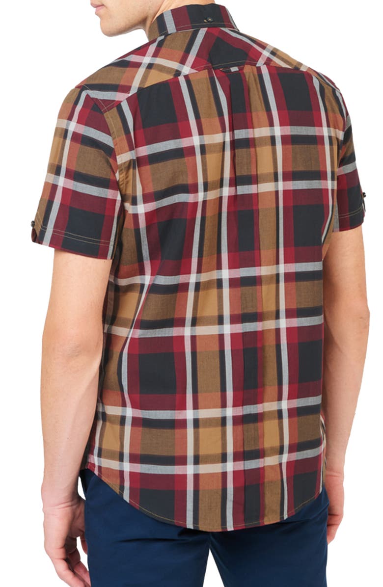 Ben Sherman Plaid Short Sleeve Button-Down Shirt, Alternate, color, 