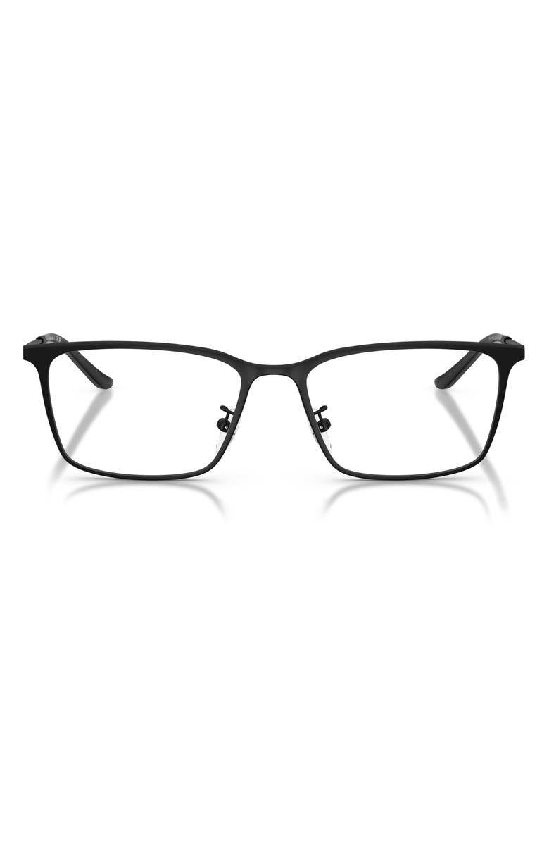 Emporio Armani 55mm Pillow Optical Glasses, Main, color, Matte Black / Demo Lens