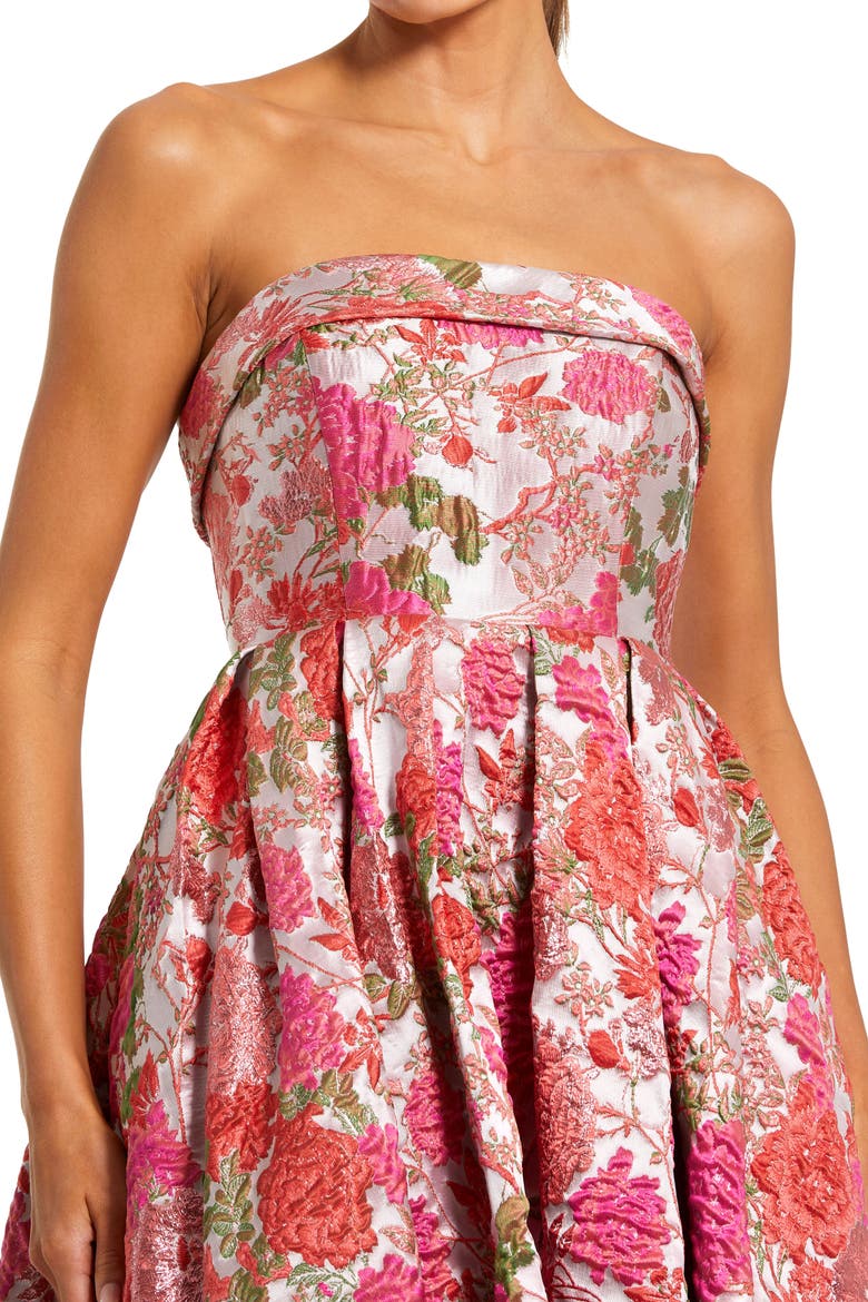 Floral Brocade A Line Midi Dress, Alternate, color, Pink Multi