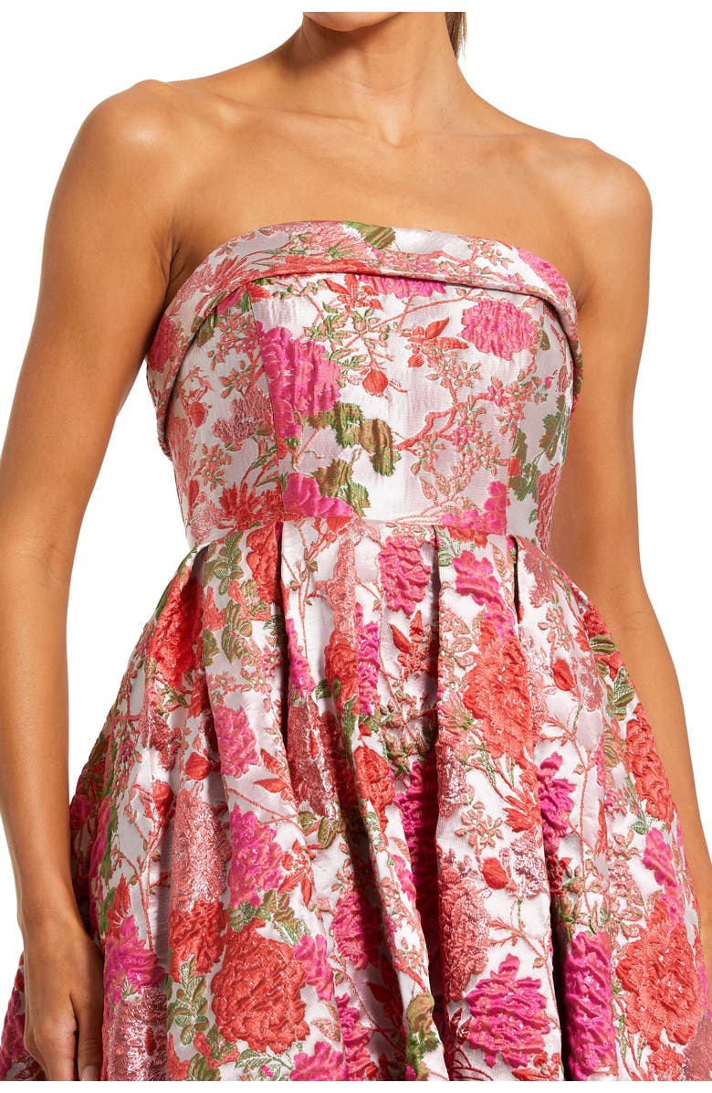 Mac Duggal Floral Brocade A Line Midi Dress, Alternate, color, Pink Multi