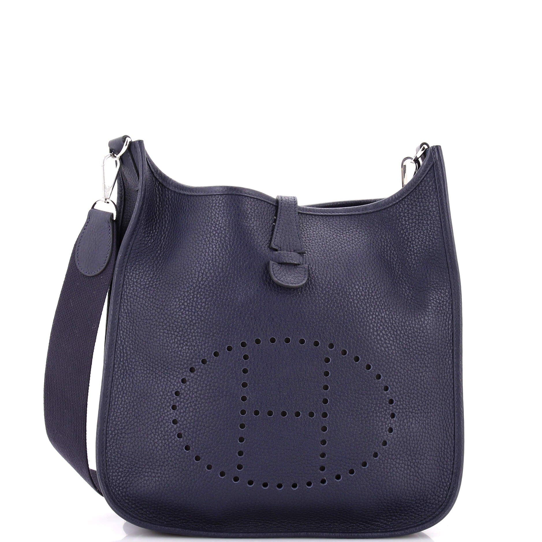 Pre-Owned Hermes Evelyne Bag Gen III Clemence PM, Main, color, Bleu Nuit
