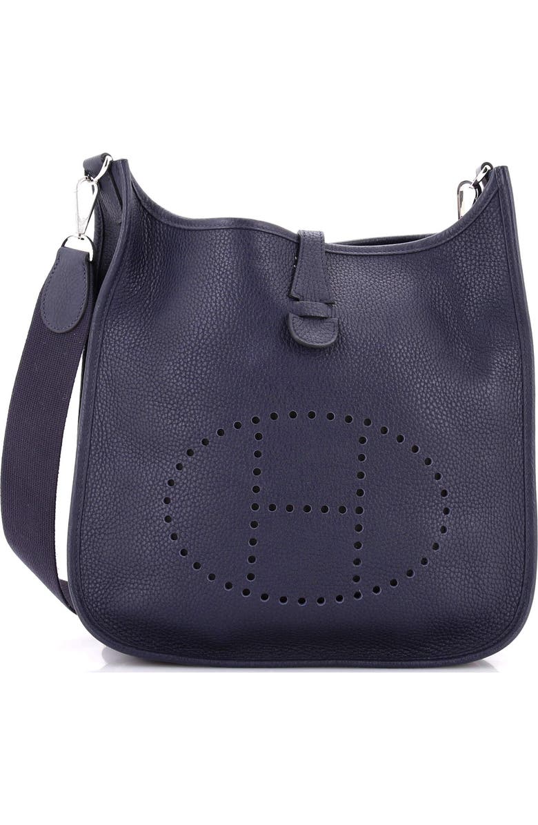 Pre-Owned Hermes Evelyne Bag Gen III Clemence PM, Main, color, Bleu Nuit