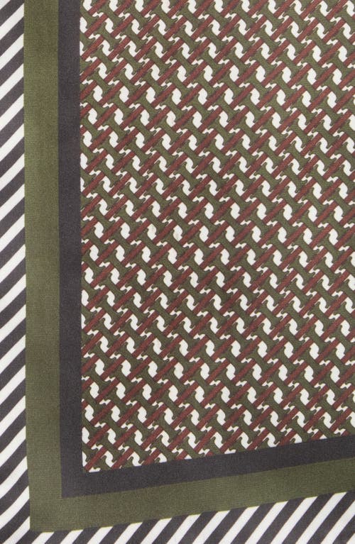 Ellian Mix Print Satin Square Scarf In Green