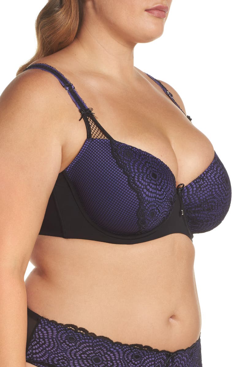 Ashley Graham Purple Rain Showstopper Balconette Underwire Bra, Alternate, color,